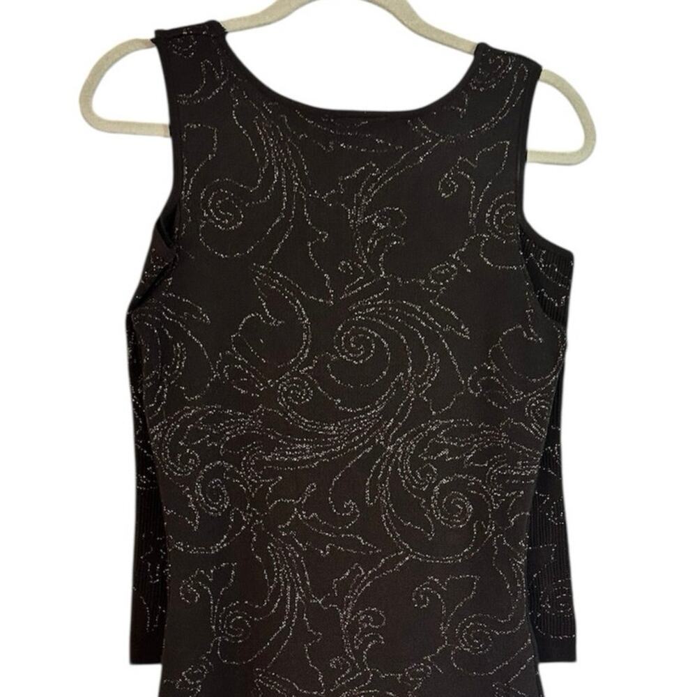 Just Taylor Black Silver Accents Cold Shoulder Black Midi Dress Sz M - Picture 7 of 8